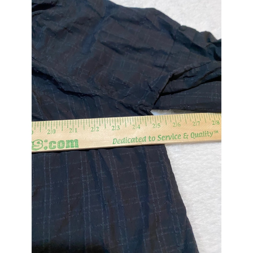 Old Navy Womens XL Black Plaid Smocked Ruffle Neck Pleated Sleeve Blouse Top - Picture 3 of 8